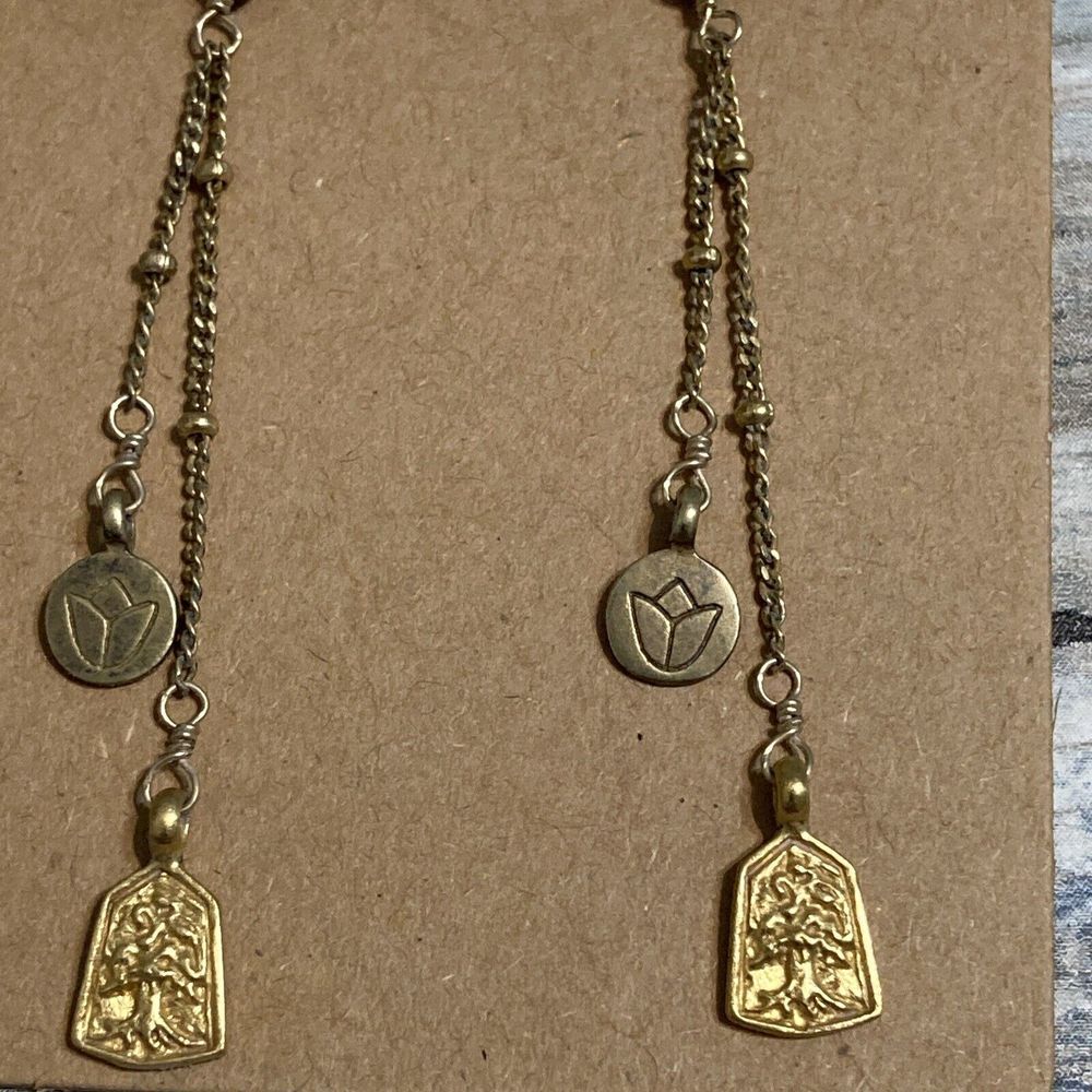 Drop Dangle Chain Statement Earrings 2.5" Gold To… - image 5